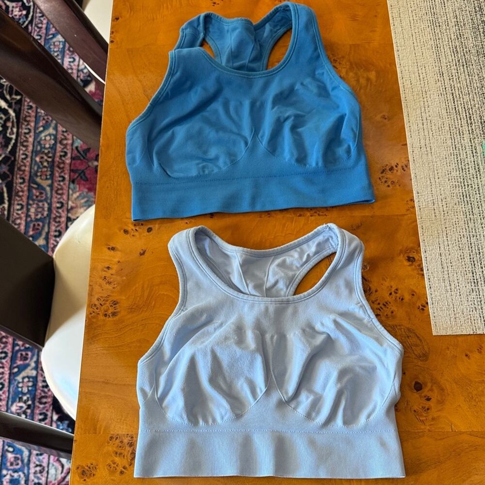 Sweaty Betty Women's Racerback Sports Bras- Blue and Light Blue Medium